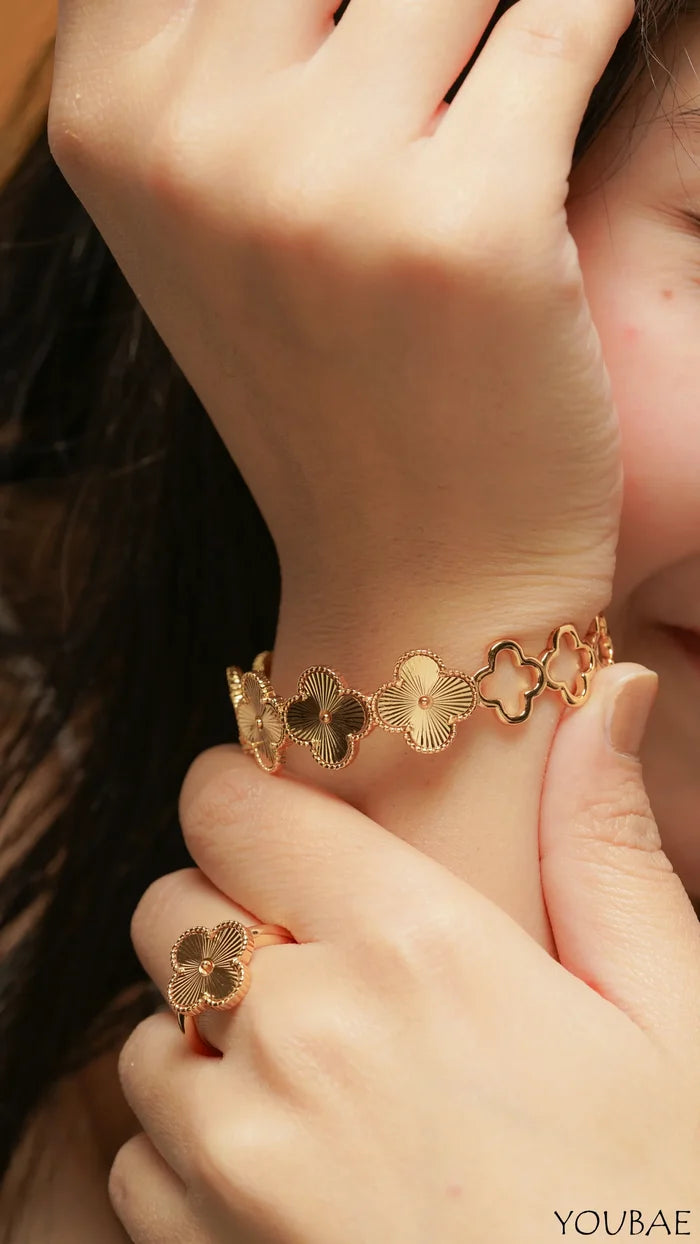 Lilia Combo of Free Size, Adjustable Anti Tarnish Bracelet & Ring Combo