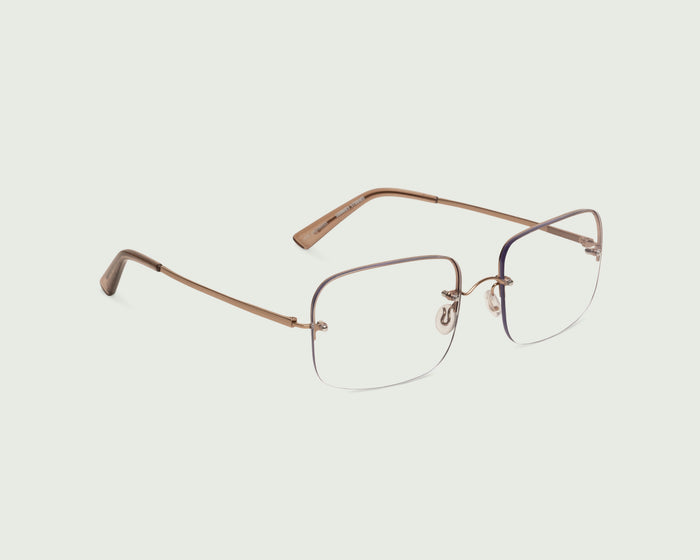 Sandstone::Linda Eyeglasses rectangle brown metal front diagonal