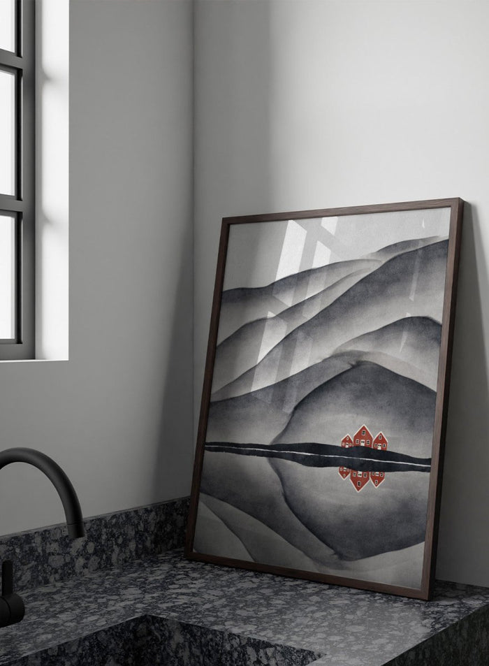Lisa Solomoniuk - Red Houses Lake Reflection Art Print