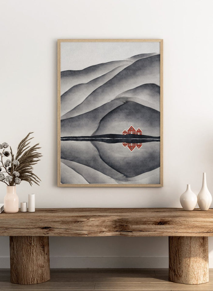Lisa Solomoniuk - Red Houses Lake Reflection Art Print