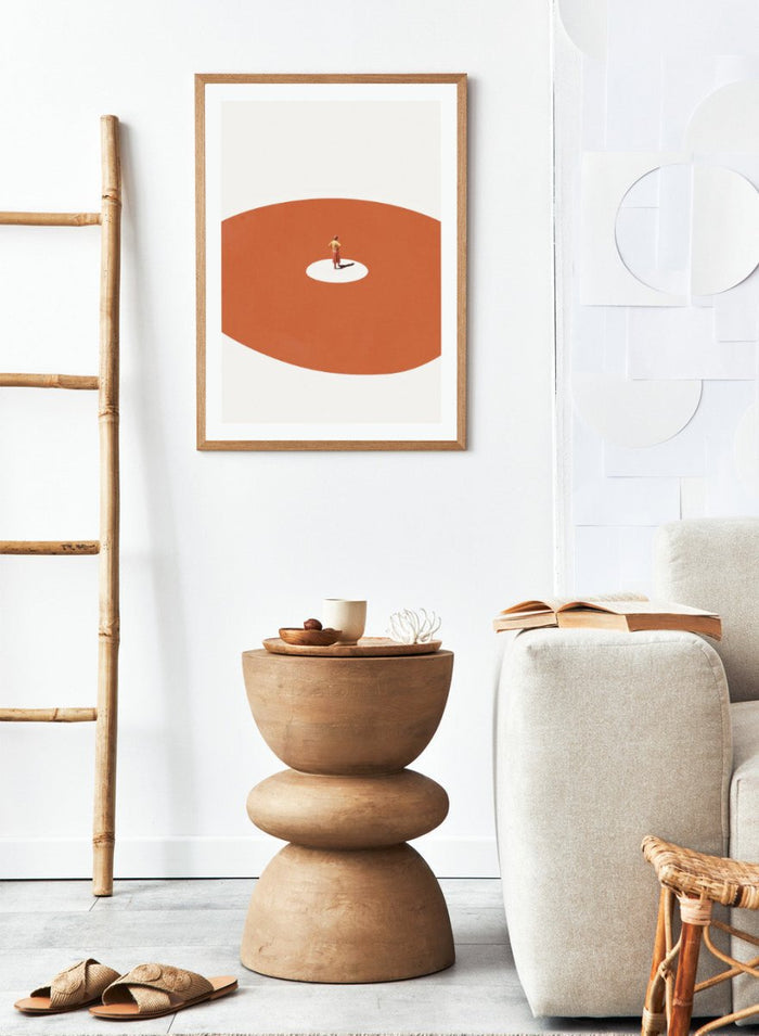 Confidence by Maarten Léon is a minimalist collage art print exploring self confidence through scale and space. Premium fine art print with real wood frame options.