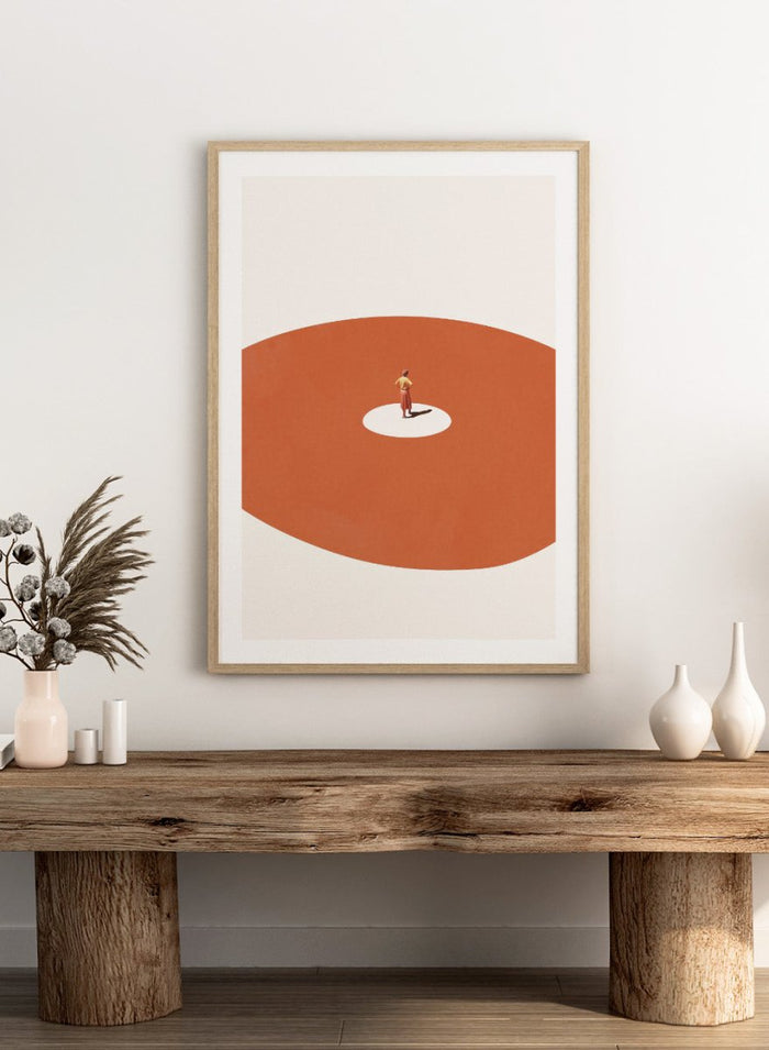 Confidence by Maarten Léon is a minimalist collage art print exploring self confidence through scale and space. Premium fine art print with real wood frame options.