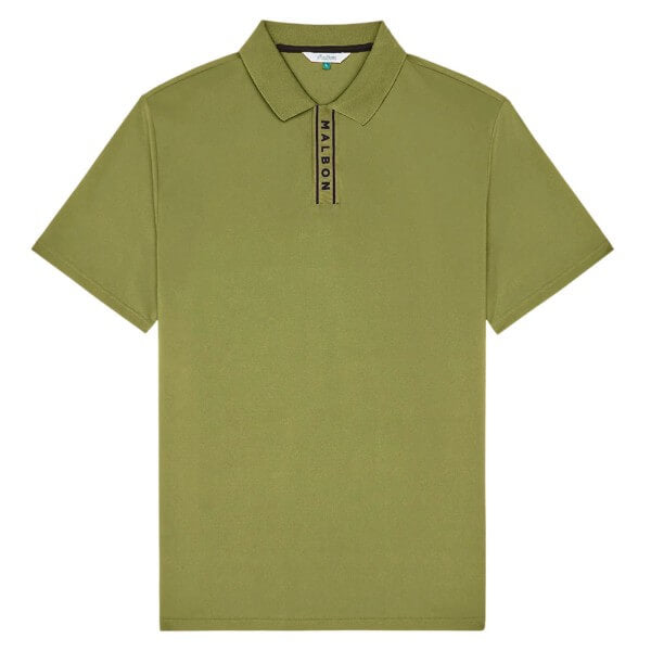 Malbon Block Placket Golf Polo Military Green - FA26 Men