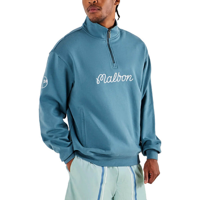 Malbon Collegiate Golf Sweatshirt Aegean Blue - SU26 Men