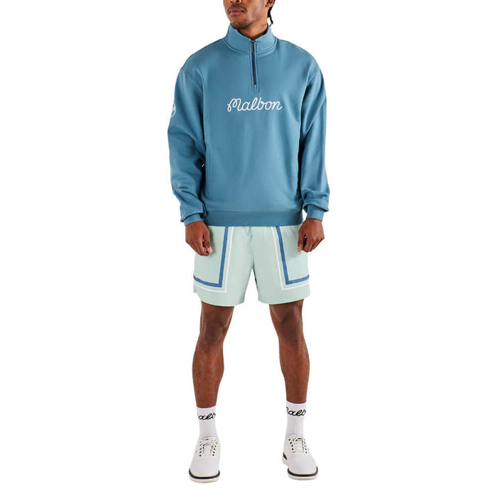 Malbon Collegiate Golf Sweatshirt Aegean Blue - SU26 Men