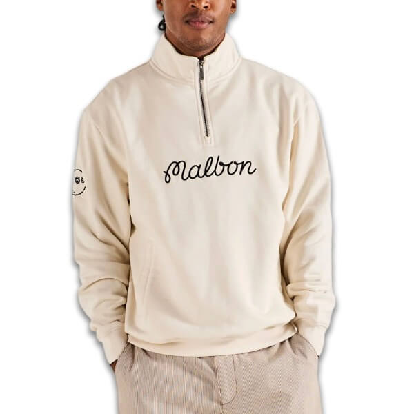 Malbon Collegiate Golf Sweatshirt Ivory - FA26 Men