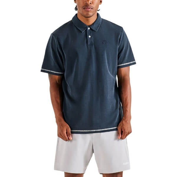 Malbon Fairway Overdyed Golf Polo Blueberry - FA26 Men