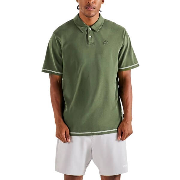 Malbon Fairway Overdyed Golf Polo Rifle Green - FA26 Men
