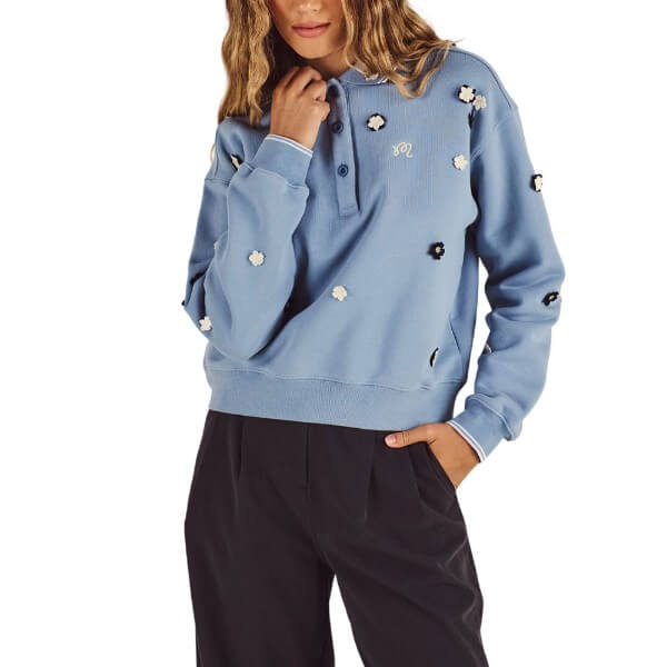 Malbon Naomi Blossom Longsleeve Golf Polo Blue Shadow - FA26 Women