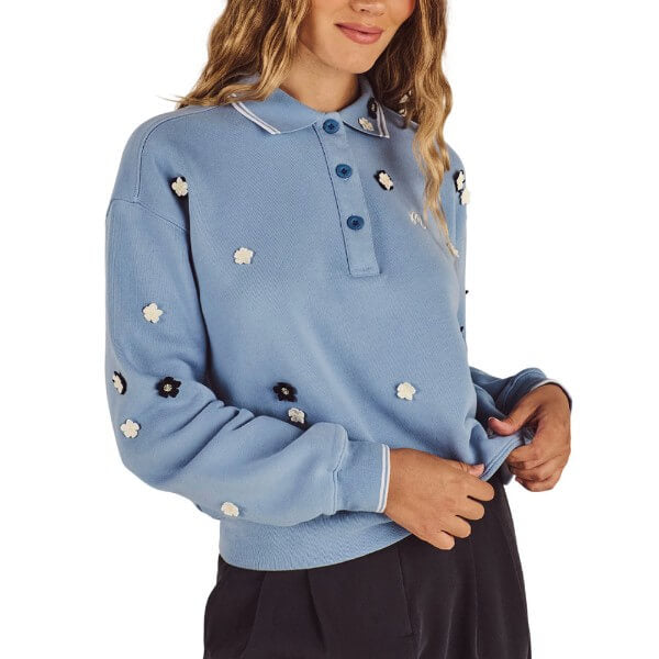 Malbon Naomi Blossom Longsleeve Golf Polo Blue Shadow - FA26 Women