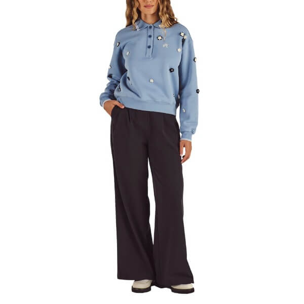 Malbon Naomi Blossom Longsleeve Golf Polo Blue Shadow - FA26 Women