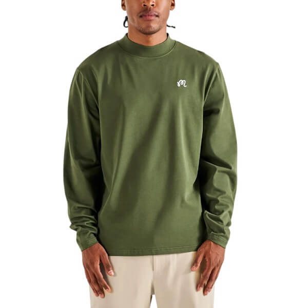 Malbon Upland Mockneck Longsleeves Golf T-Shirt Rifle Green - FA26 Men