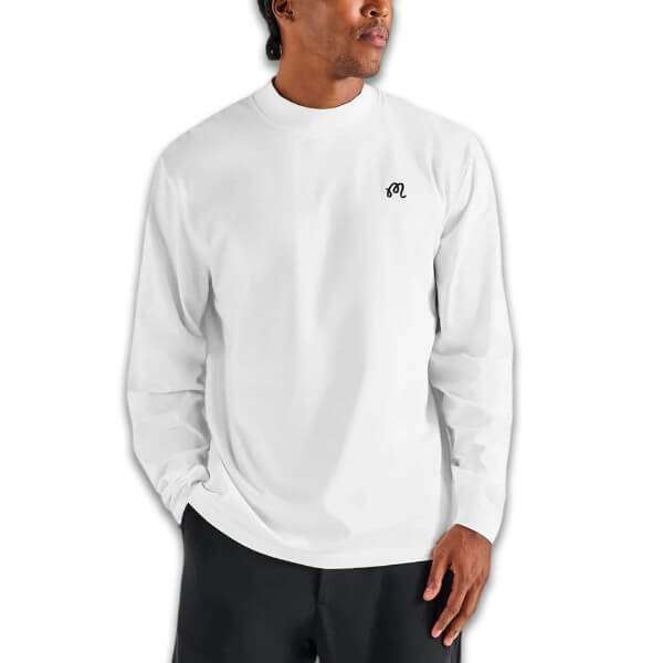 Malbon Upland Mockneck Longsleeves Golf T-Shirt White - FA26 Men