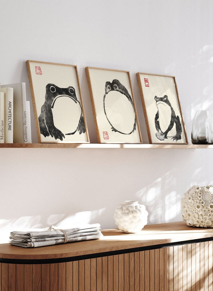 Matsumoto Hoji Japanese Frogs (Black) Set of 3 Art Prints_Sugar & Canvas_Matsumoto Hoji