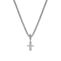 Micro Pave Cross Amulet in Sterling Silver with Diamonds, 8mm