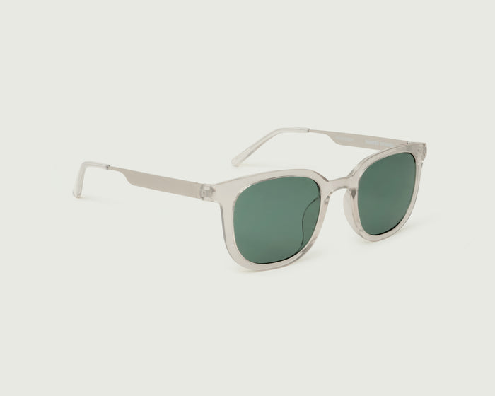 Champagne::Miles Sunglasses square clear recycled polyester front diagonal