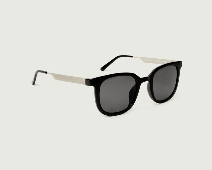 Ink::Miles Sunglasses square black recycled polyester front diagonal