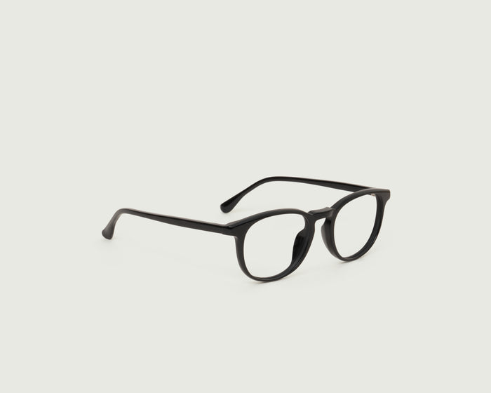 Ink::Miller Eyeglasses round Black acetate front diagonal