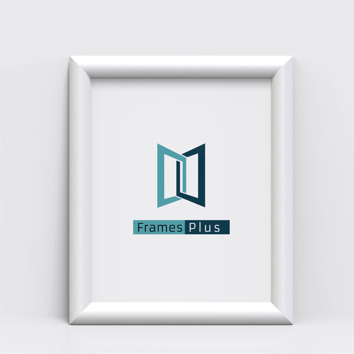 Minimo Range white picture and poster frame displaying the Frames Plus logo in a clean design.