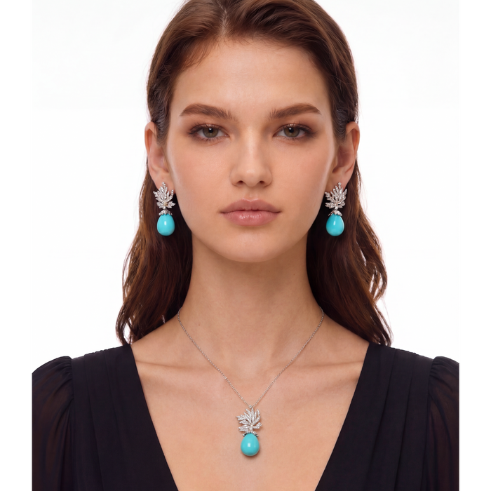 Mirjam Turquoise Leaf Teardrop Necklace