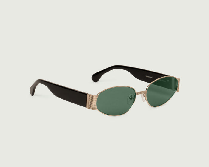 White Gold Pond::Moya Sunglasses cateye Gold metal front diagonal