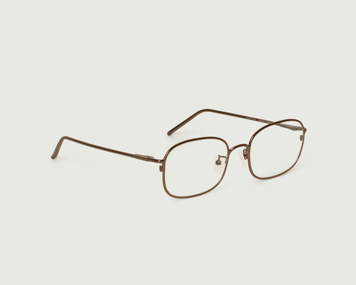 Brass::Nami Eyeglasses square Brown metal front diagonal