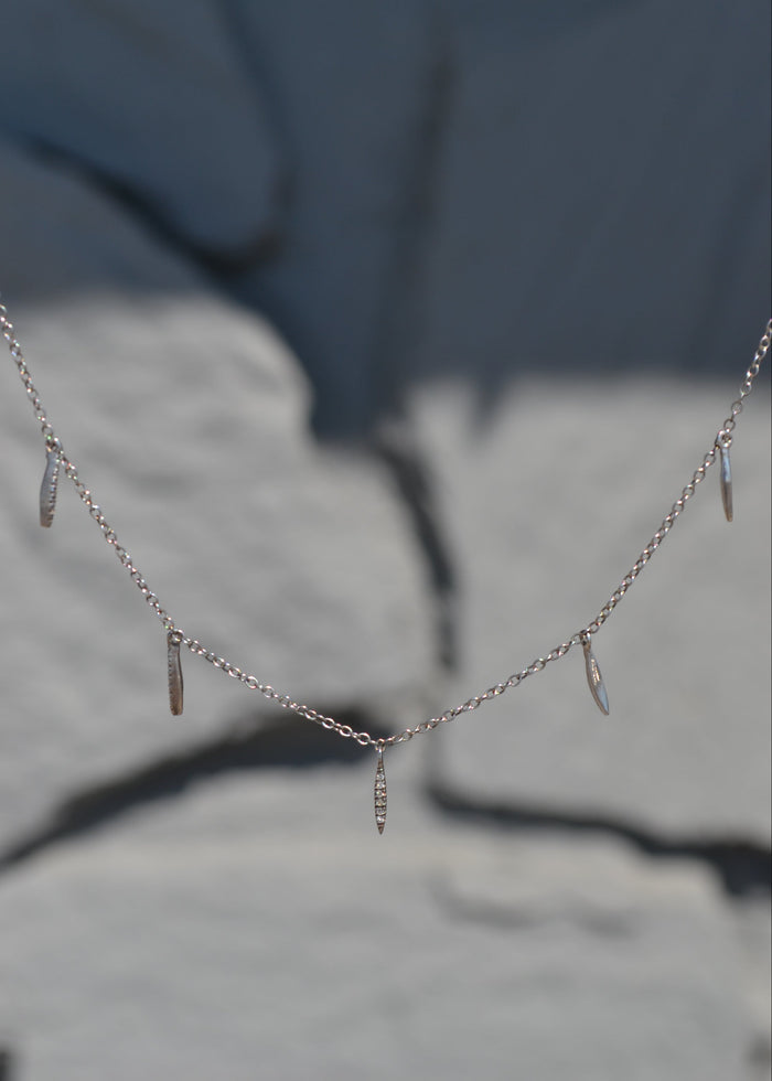 Natural Diamond Dangle Station Necklace