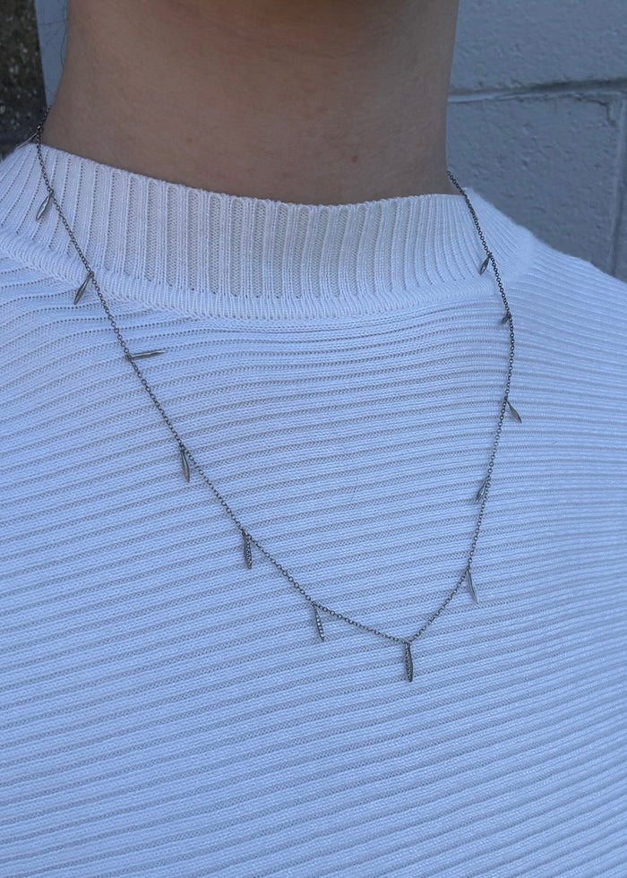 Natural Diamond Dangle Station Necklace