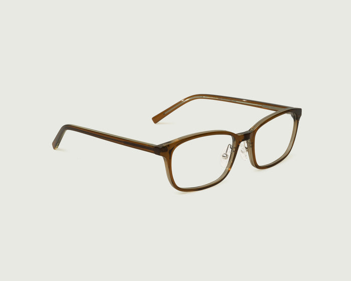 Amber Brown::Neal+ Eyeglasses rectangle brown  plant-based plastic front diagonal