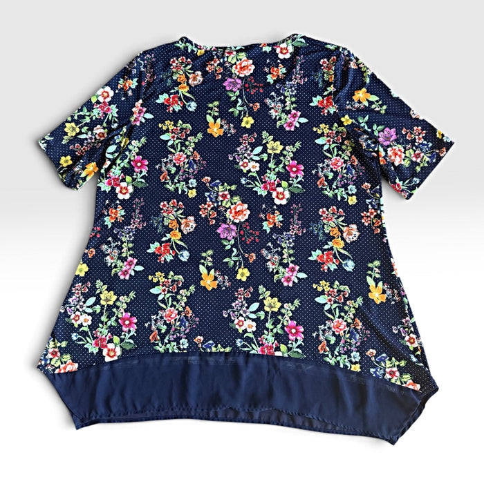 Nina Leonard Preowned great condition Size 1X Navy/multi Tunic