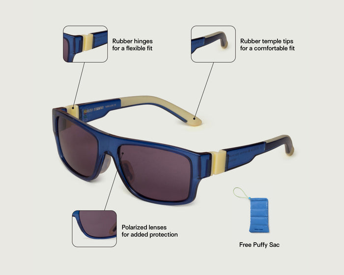 Krypton Polarized::Nolan Kids Sunglasses square Blue recycled polyester front diagonal