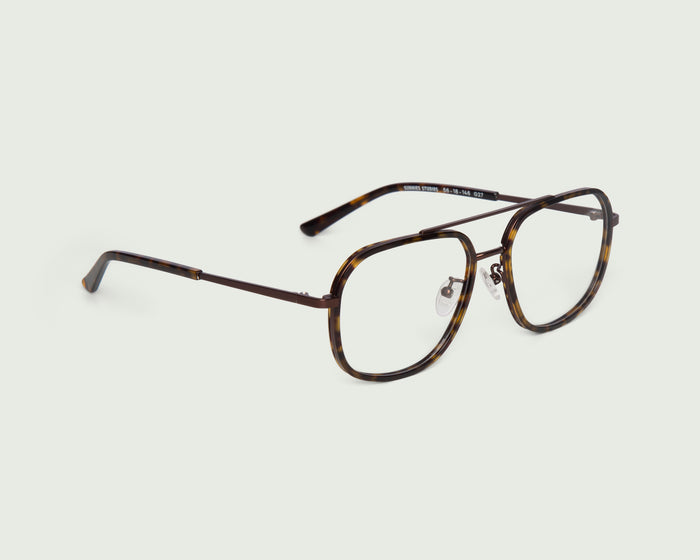 Bronze Tort::Octavio Eyeglasses pilot tort metal front diagonal