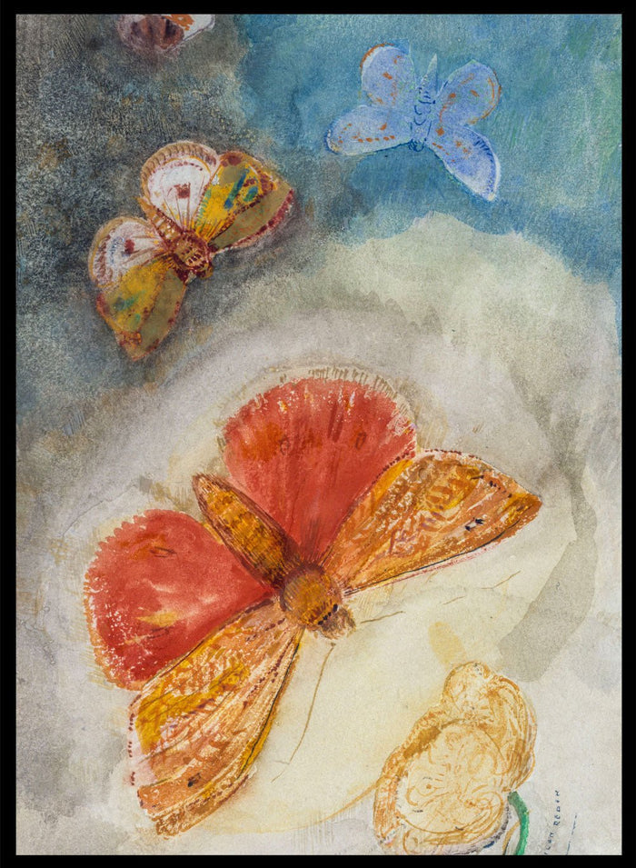Odilon Redon Papillons et Fleur 1910 Art Print OR08_Sugar & Canvas