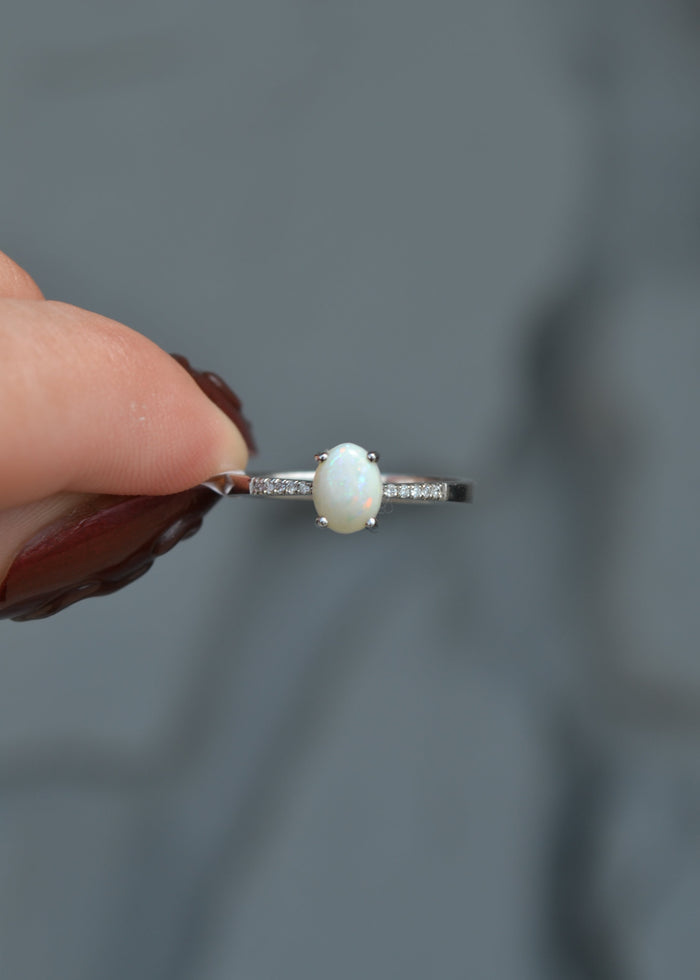 Opal Diamond Accent Ring