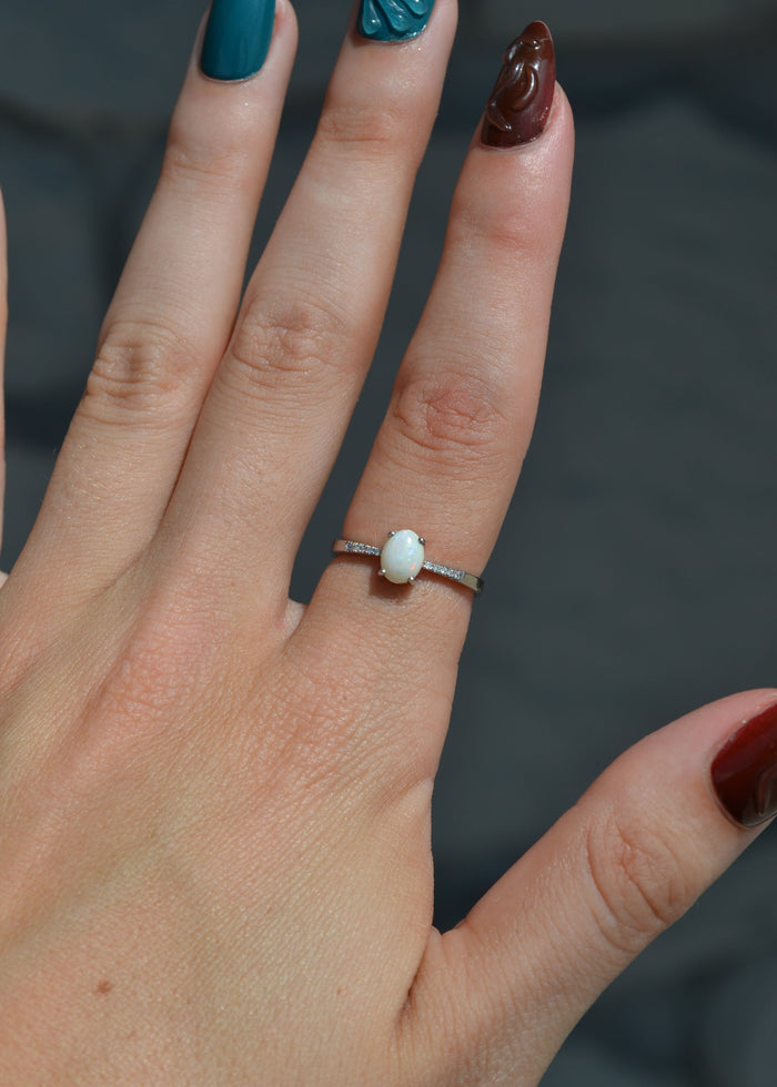 Opal Diamond Accent Ring