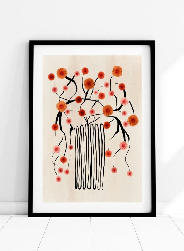 Orange Flowers in Abstract Vase Art Print_Sugar & Canvas_Sugar & Canvas