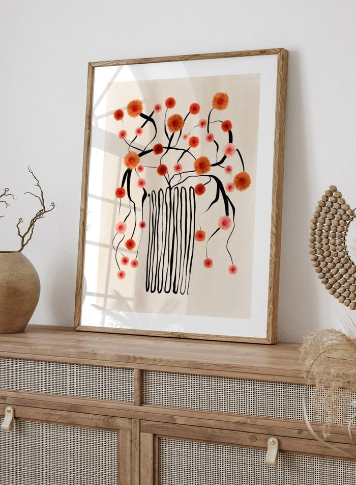 Orange Flowers in Abstract Vase Art Print_Sugar & Canvas_Sugar & Canvas