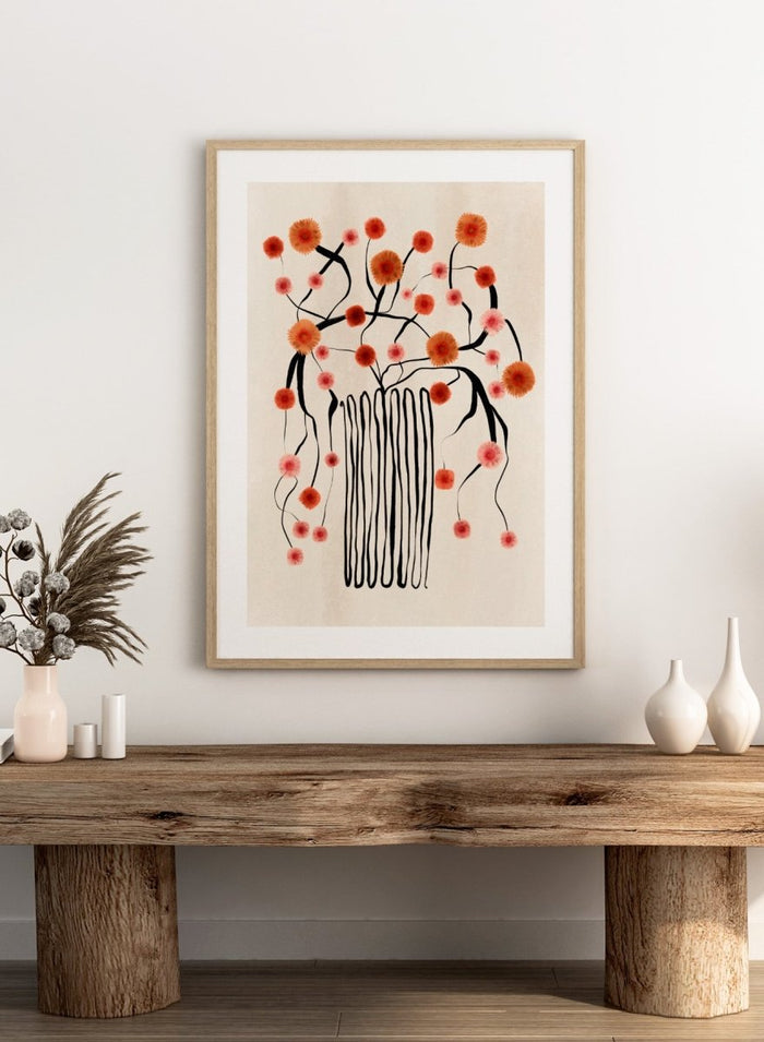 Orange Flowers in Abstract Vase Art Print_Sugar & Canvas_Sugar & Canvas