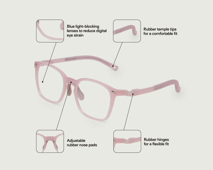 Anemone::Otto Kids Eyeglasses square pink castor seed front diagonal