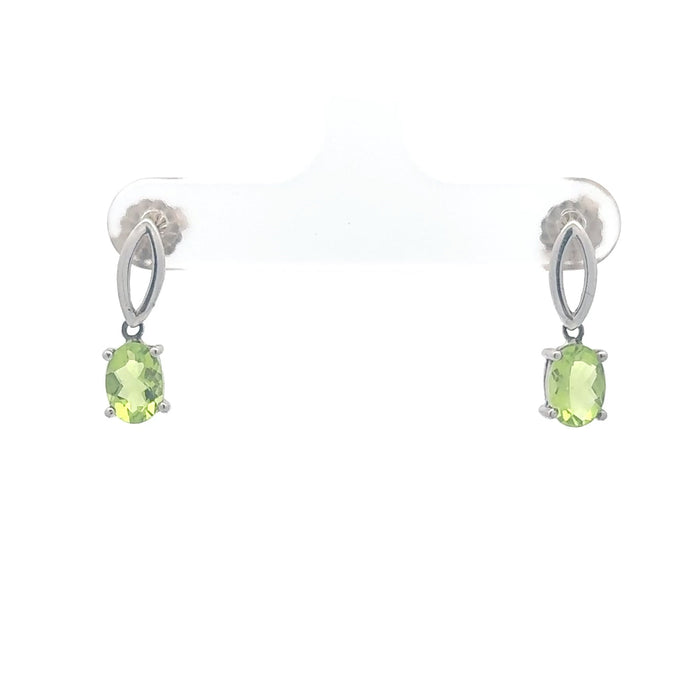 Oval Peridot Sterling Silver Drop Earrings