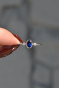 Oval Sapphire Diamond Accent Ring