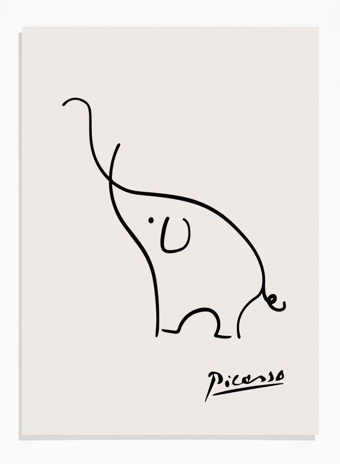 Pablo Picasso Elephant Sketch Line Art Print