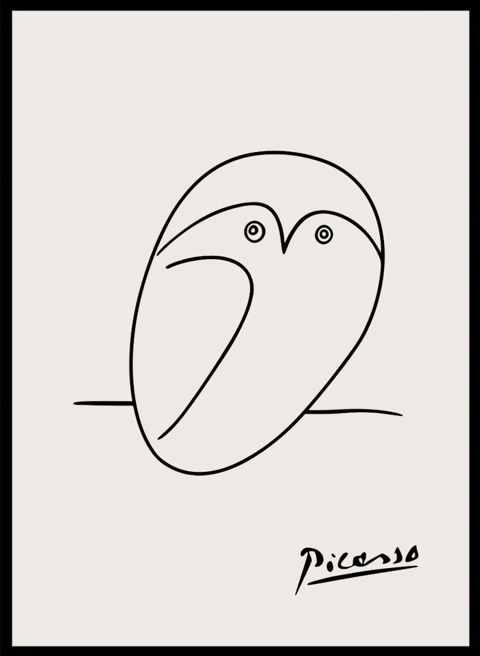 Pablo Picasso Owl Sketch Line Art Print_Sugar & Canvas_Picasso
