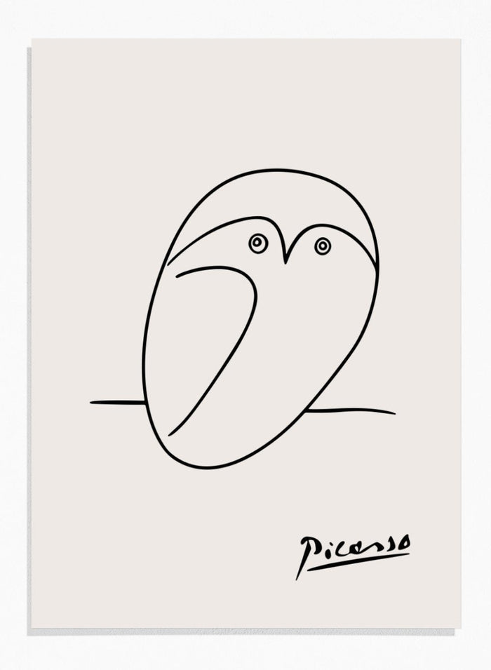 Pablo Picasso Owl Sketch Line Art Print_Sugar & Canvas_Picasso