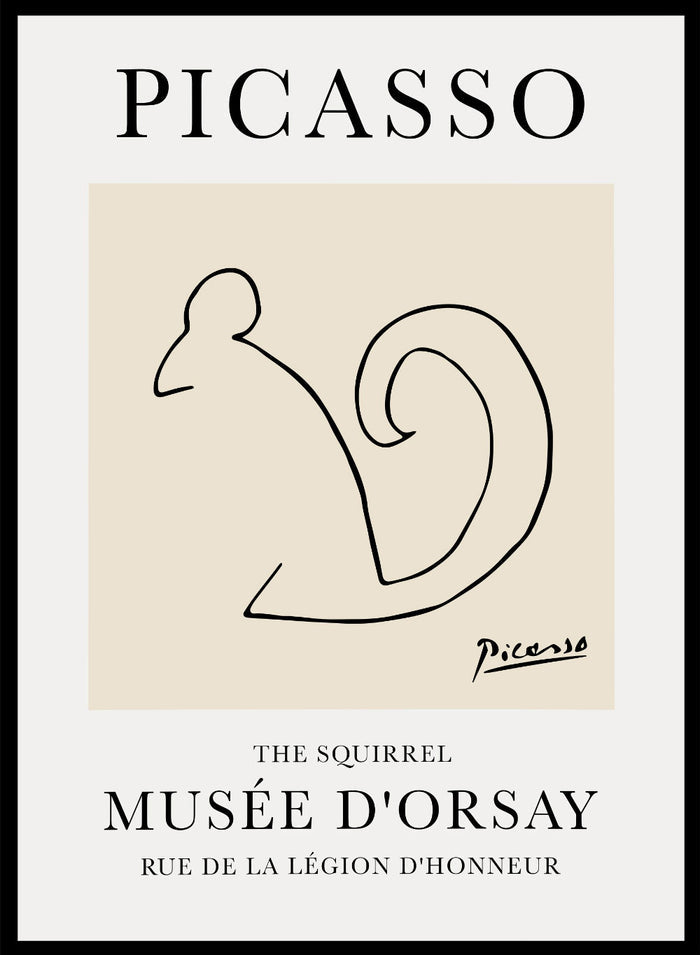 Pablo Picasso Squirrel Line Drawing Art Print_Sugar & Canvas