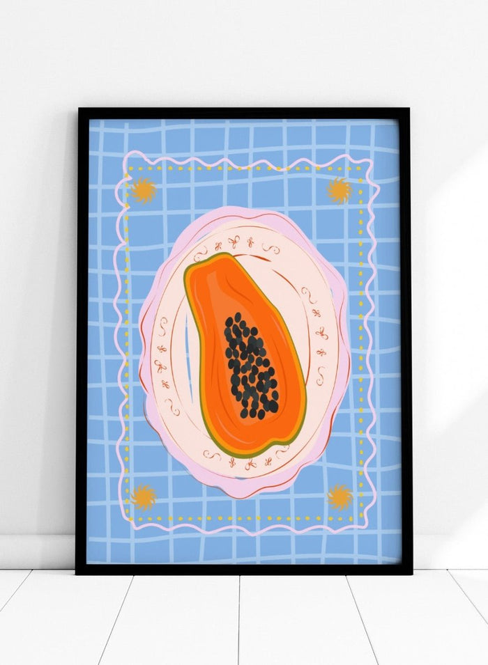 ‘Papaya on Porcelain’ Aesthetic Art Print_Sugar & Canvas_Sugar & Canvas