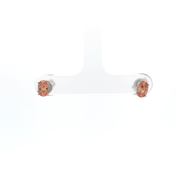 Peach Stone Sterling Silver Stud Earrings