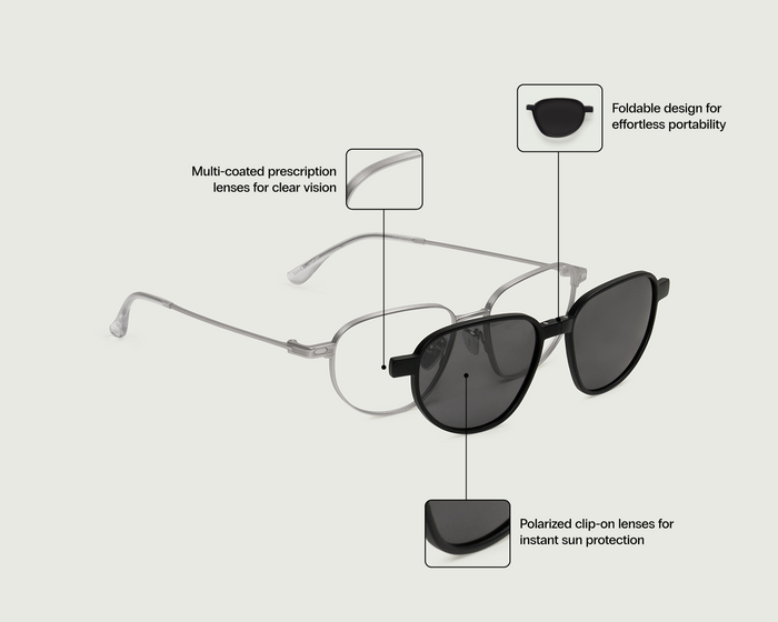 Coin-Midnight Polarized::Penn Eyeglasses pilot Black metal front diagonal