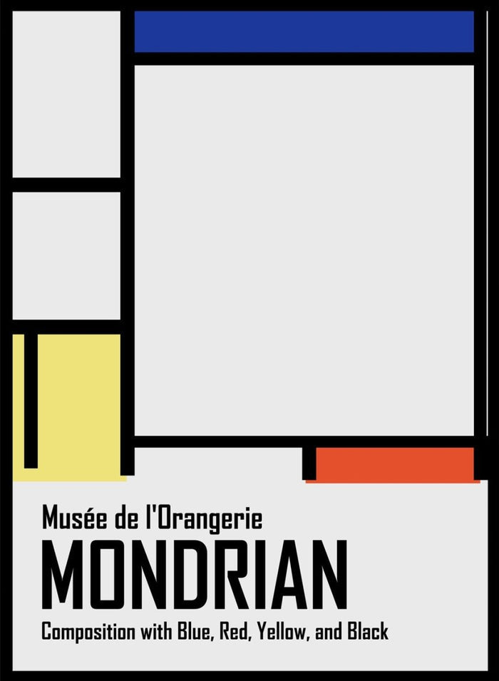 Piet Mondrian Composition with Blue, Red, Yellow, and Black Remastered Art Print_Sugar & Canvas_Piet Mondrian