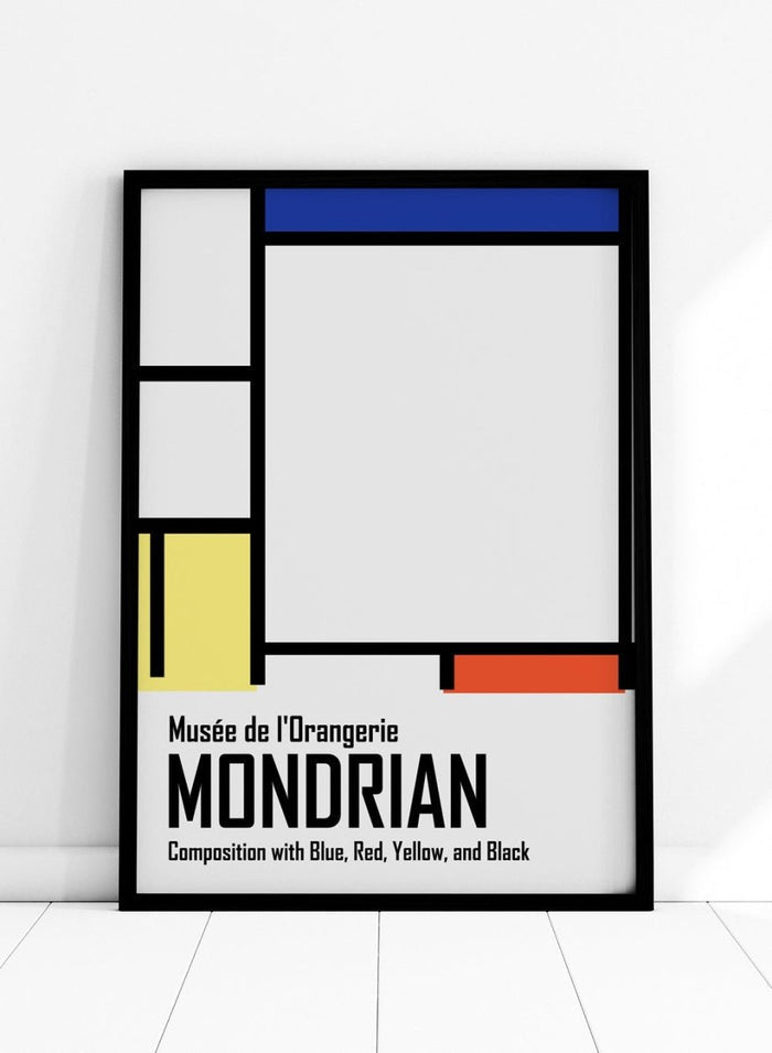 Piet Mondrian Composition with Blue, Red, Yellow, and Black Remastered Art Print_Sugar & Canvas_Piet Mondrian